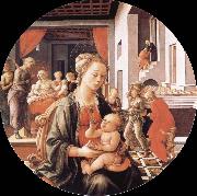 Fra Filippo Lippi Madonna and Son with histories of the life of Holy Ana painting